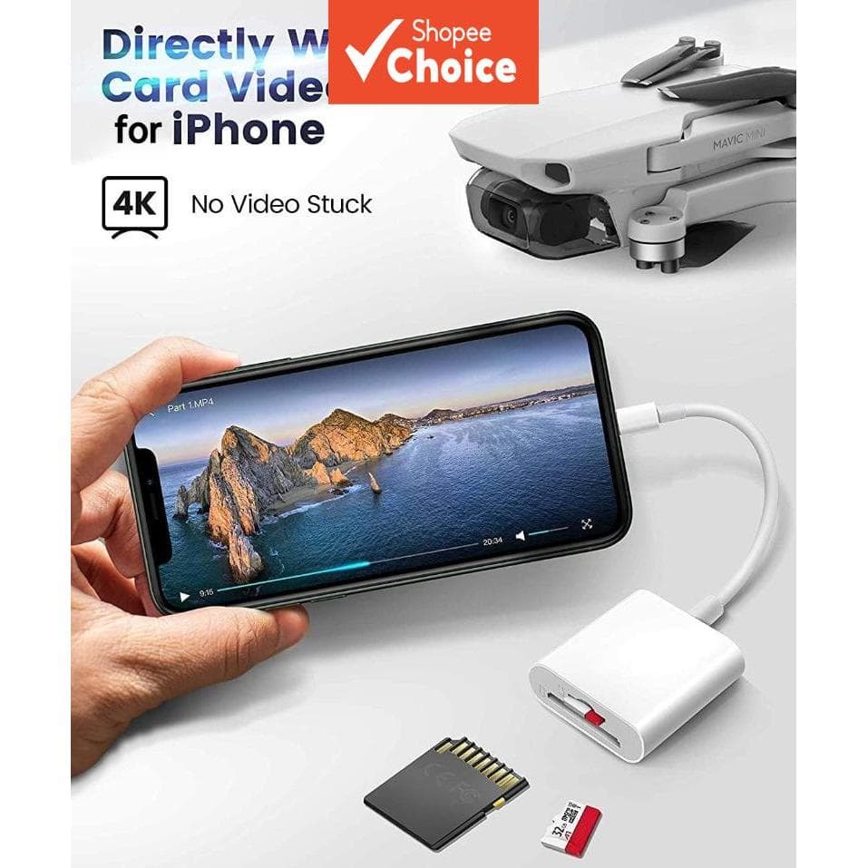 Leitor de Cartões OTG Tipo C 2 em 1 Leitor de Cartões TF/SD para Tablets iPad Tipo C para Cartão de Memória Inteligente
