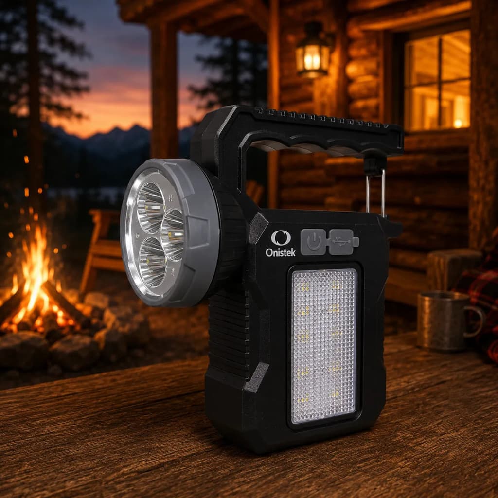 Lanterna Dupla Led Solar Recarregável Camping Trilha Potente