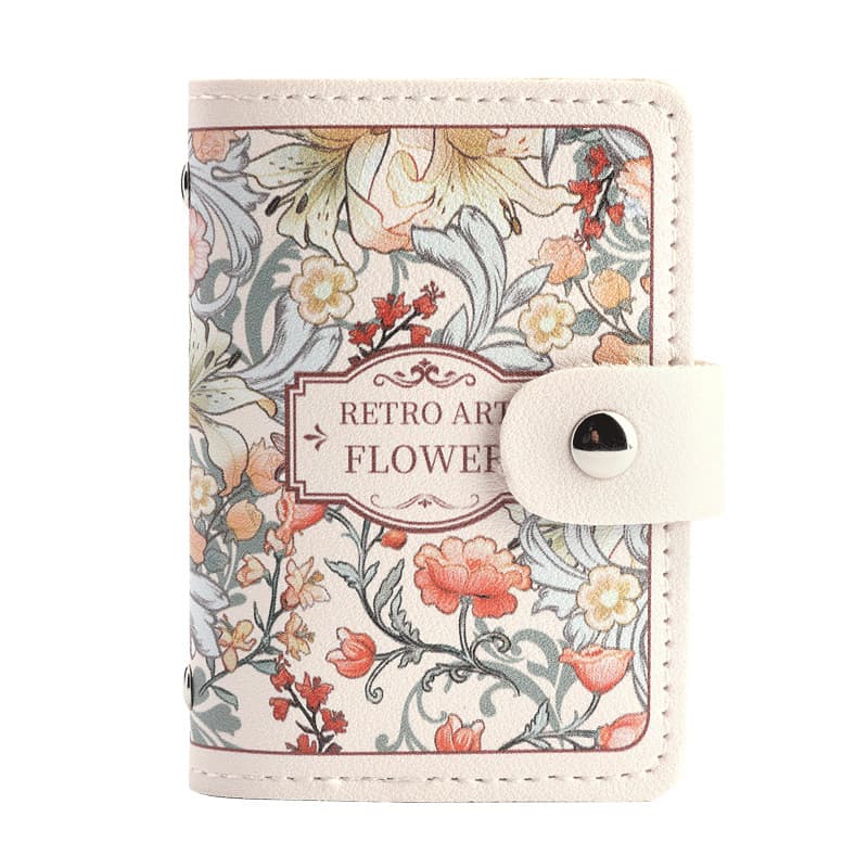 Estojo De Cartão De Pintura A Óleo Floral Feminino Retro Moeda Bolsa Carteira Grande Capacidade Organizador De Vários Ca