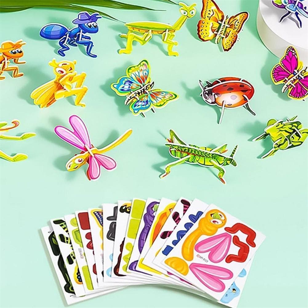 3d Dos Desenhos Animados Inseto Animal Quebra-Cabeça Conjunto Diy Aprendizagem Precoce Brinquedo Educativo Artesanal D1s