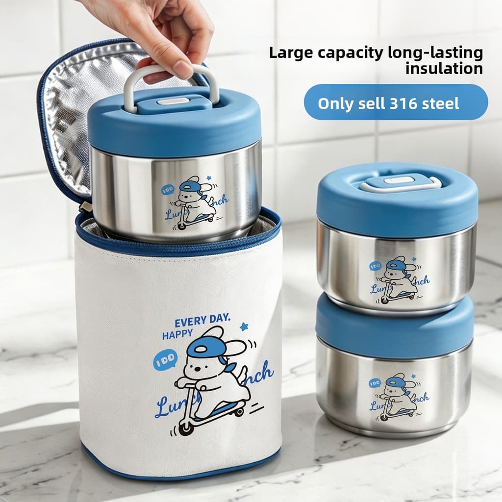 YoCiao Marmita Térmica em Aço Inox 316 550ml 750ml Pote Empilhável para Trabalho e Escola