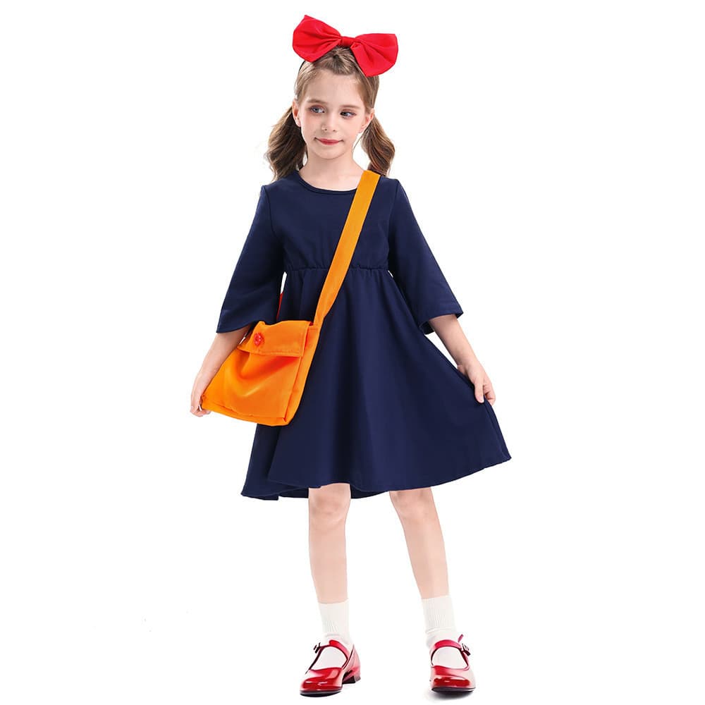Traje de Halloween conjunto completo jogar Cosplay Anime pequena bruxa serviço de entrega Kiki vestido terno