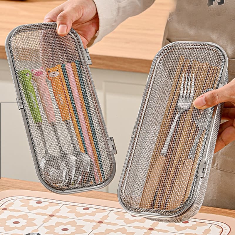 304 aço inoxidável talheres gaiola cozinha máquina de lavar louça disponível colher pauzinhos cesta armazenamento Gadget