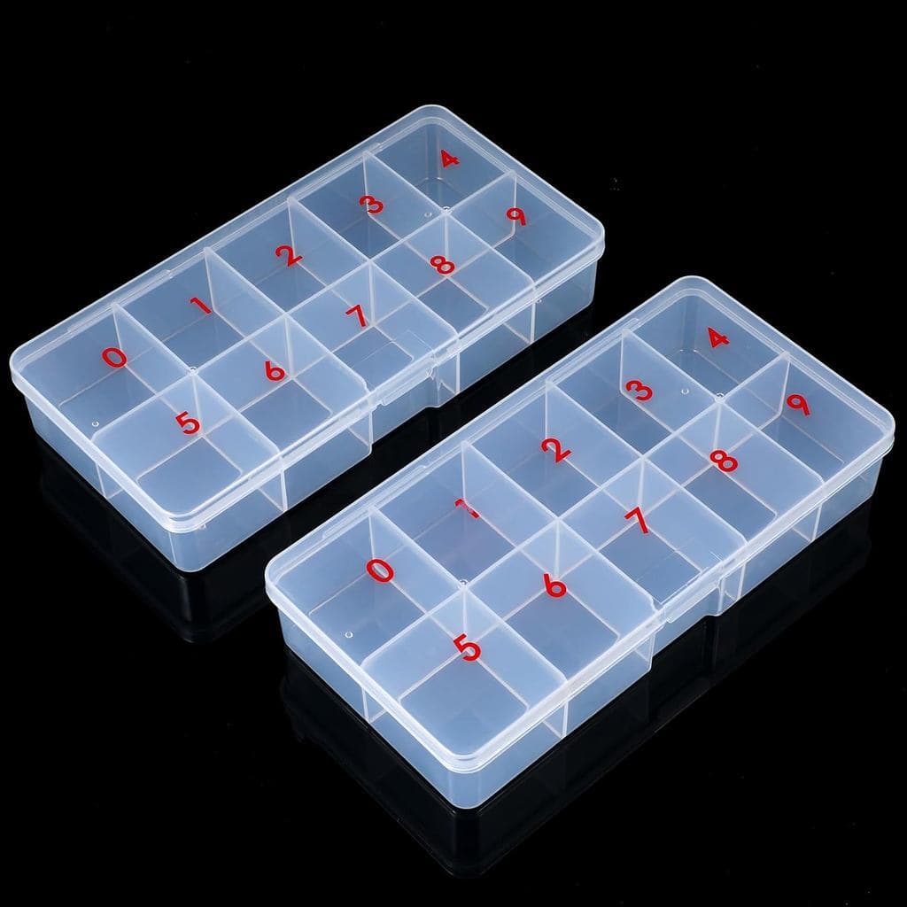 2 Peças de Caixa Organizadora para Pontas de Unhas, Organizador de Unhas Postiças em Acrílico, Caixa de Armazenamento Tr