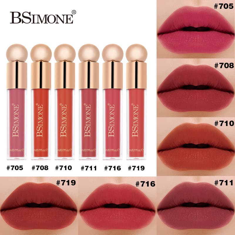 Gloss labial mate antiaderente, à prova d'água, resistente ao suor, de longa duração e que não desbota.