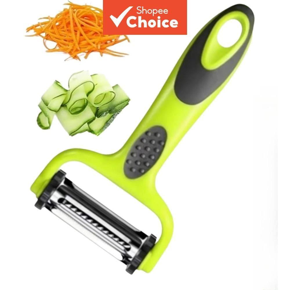 Descascador de Aço Inox 3 em 1 para Cozinha – Descascador Multifuncional, Ralador e Fatiador de Legumes, Ferramenta de