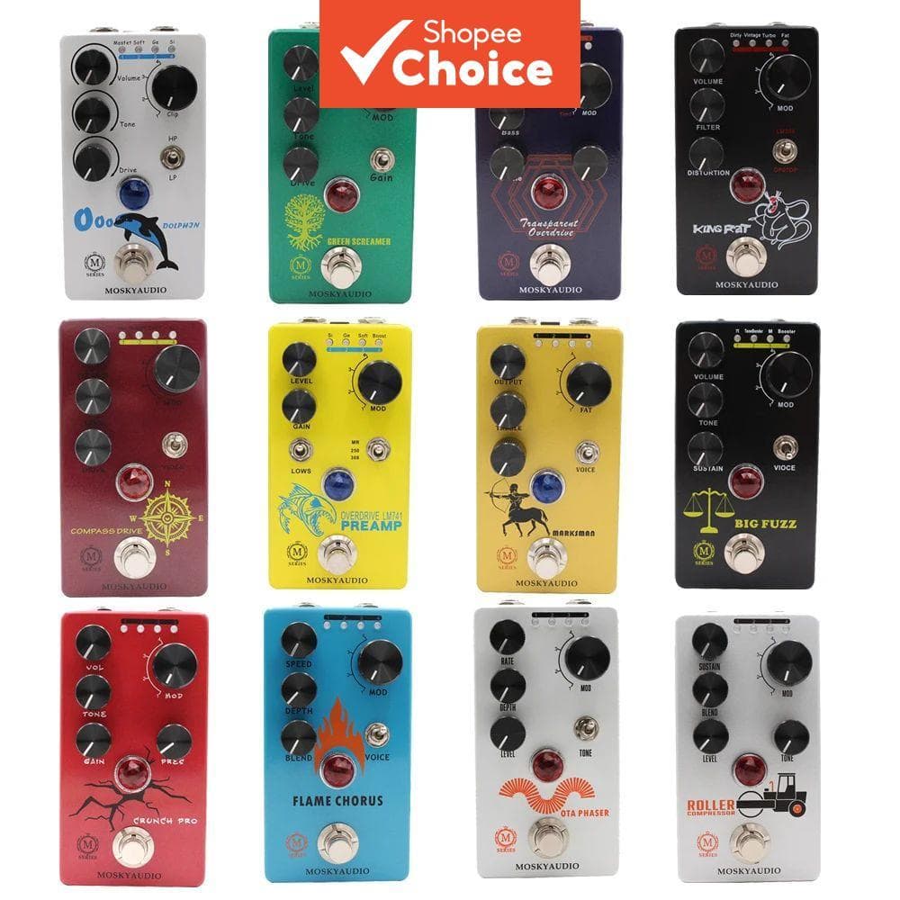 Mosky Efeito Pedal Coro Fase Compressor Atraso Fuzz Distorção Overdrive Para Guitarra Elétrica Stompbox Acessório