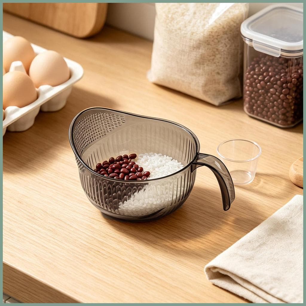Coador De Limpeza De Arroz Com Alça Antiderrapante , Escorredor De Cozinha De Drenagem , Tigela De Arruela Para Grãos se