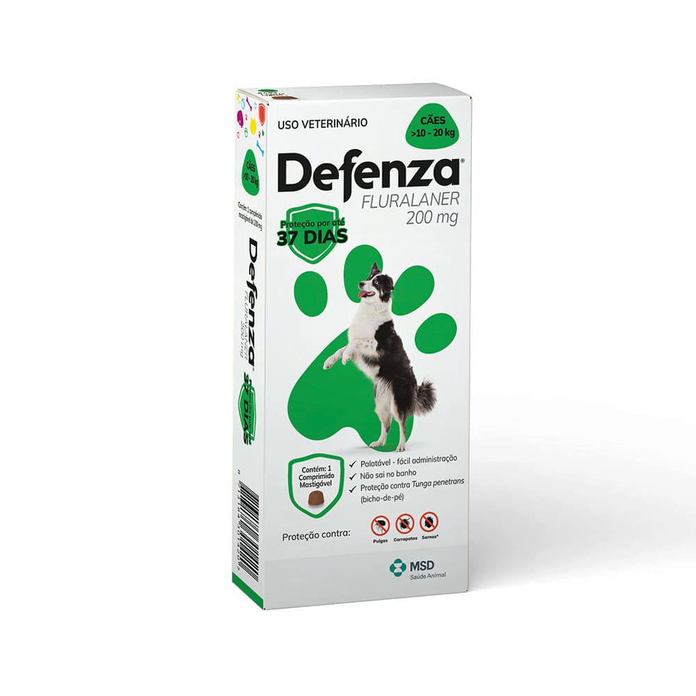 Defenza Antipulgas Carrapatos Sarnas Cães 10 a 20kg 200mg