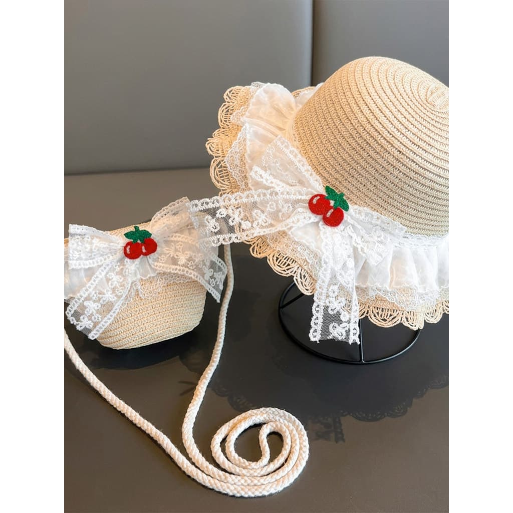Saco chapéu de sol crianças flor arco bege saco do mensageiro legal chapéu protetor solar verão meninas viagem mochila c