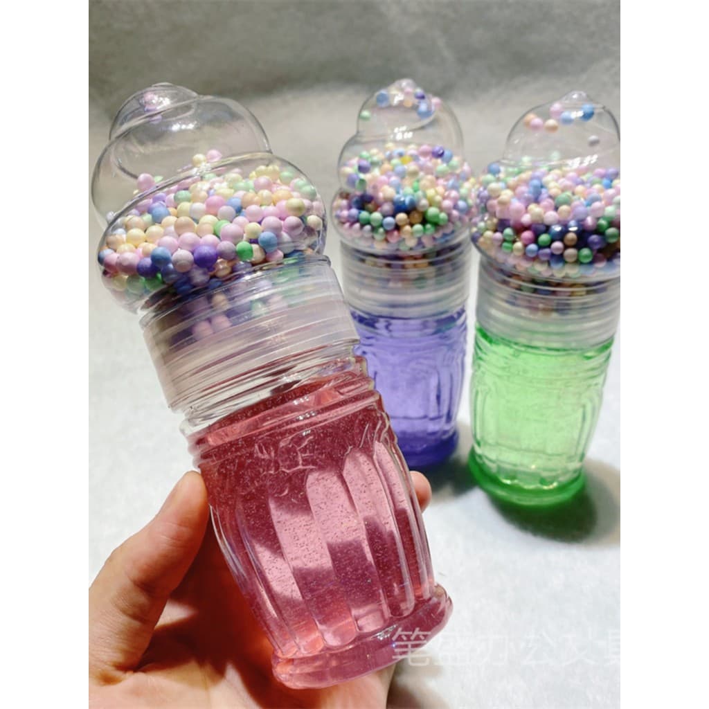 Cor de cristal lama Cone sorvete duplo feitiço seguro não-tóxico antiaderente artesanal lodo diy argila brinquedo de des