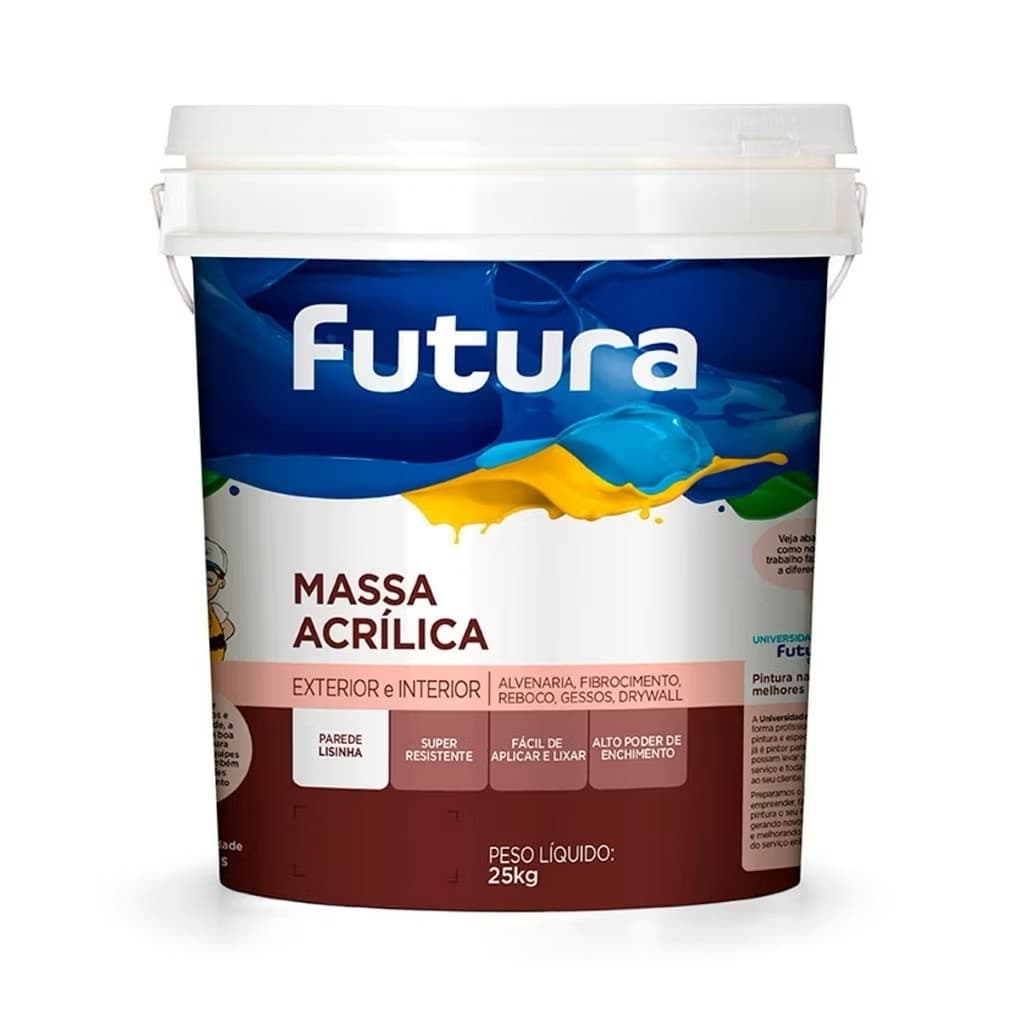 Massa Acrílica Exterior Futura 25kg – Branca, Resistente e de Alta Qualidade
