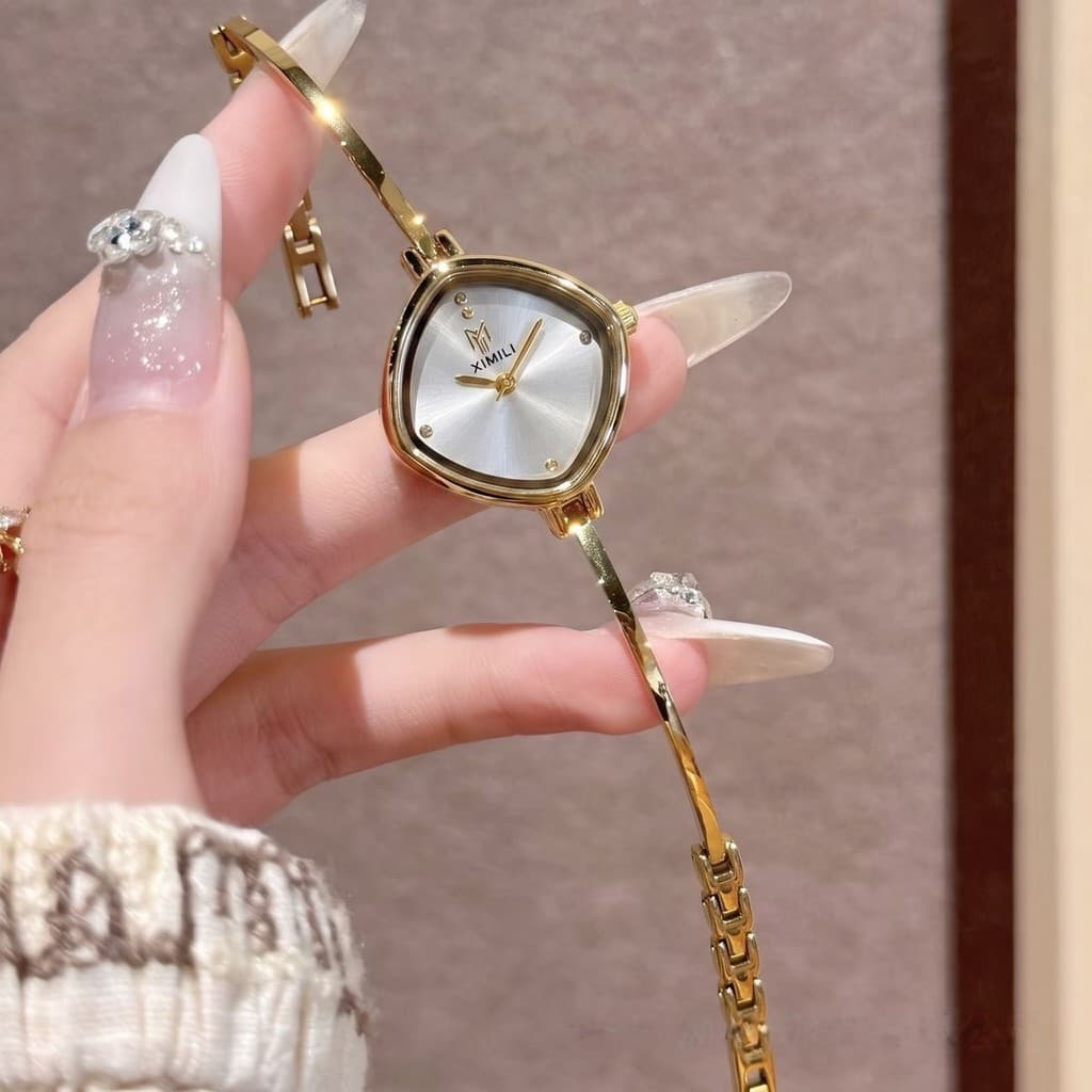 Moda Luxo Pequeno Quadrado Vintage Feminino Pulseira Relógio Strass Elegante De Quartzo