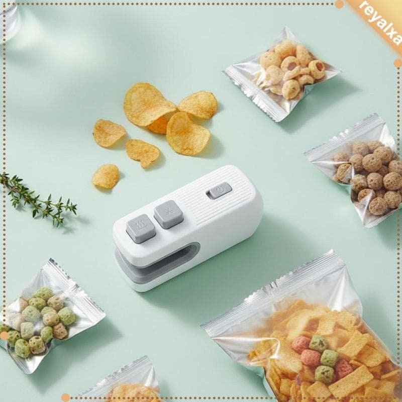 [Reyalxa] Mantém Os Alimentos Crocantes 2 Em 1 , Selador E Cortador De Sacos Com Suporte Adesivo , Aparelho De Cozinha ,