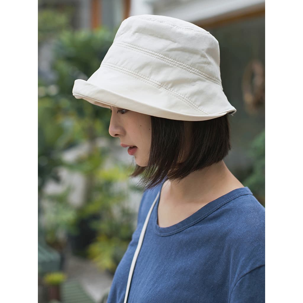 Chapéu balde de ondulação feminino verão chapéu de sol moda japonesa chapéu de sol fino branco primavera outono pequena
