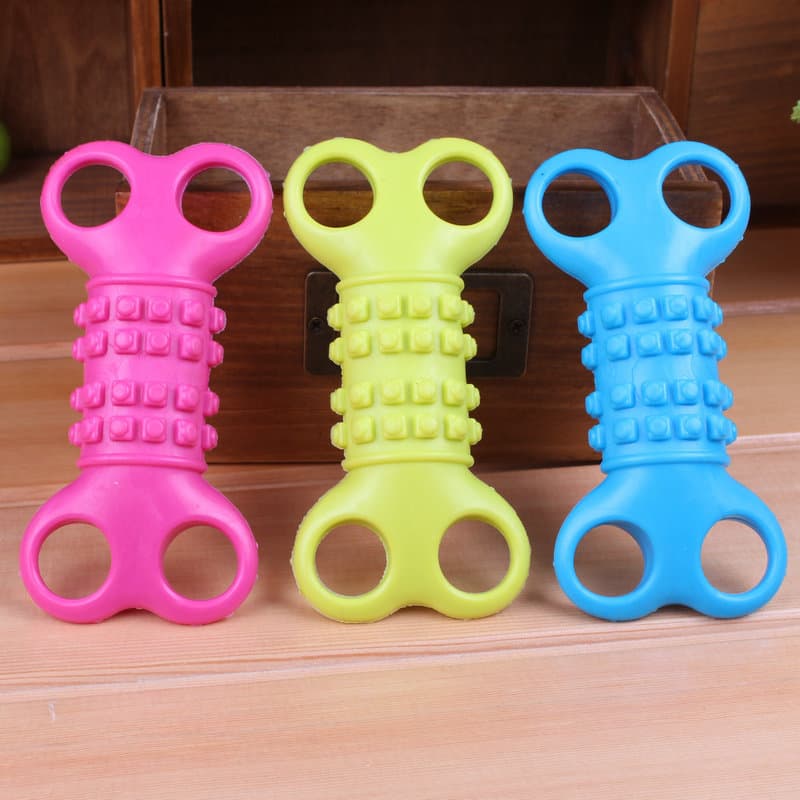 Suprimentos para animais de estimação brinquedos de borracha TPR brinquedos forma de osso de quatro buracos ambientalmen
