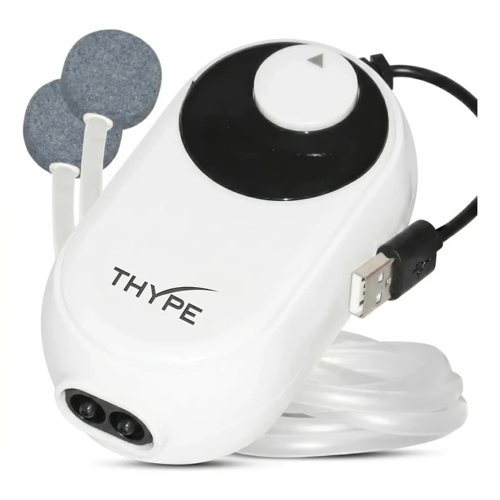 Compressor Bomba De Ar Aquário Usb 2 Saídas Silencioso Thype Branco 5v
