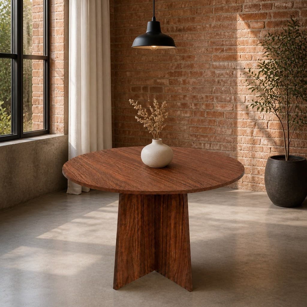Mesa de Jantar Redonda 90 cm– Compacto para Cozinha Apartamento Sala Kitnet Area Gourmet