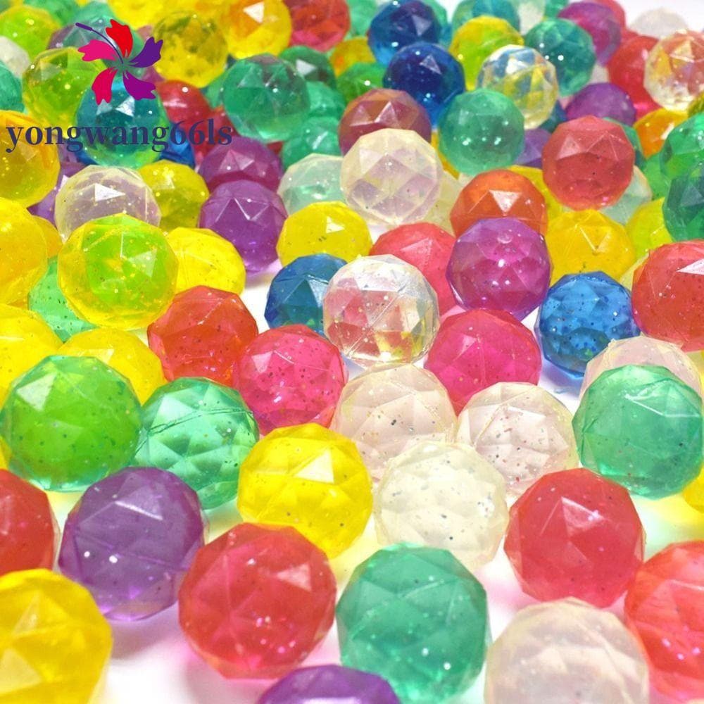YONGWANG 6 Peças De Bola Saltitante De Diamante , Borracha De Cor Arco-Íris De Brinquedo , Meninas Grandes Aleatórias Tr