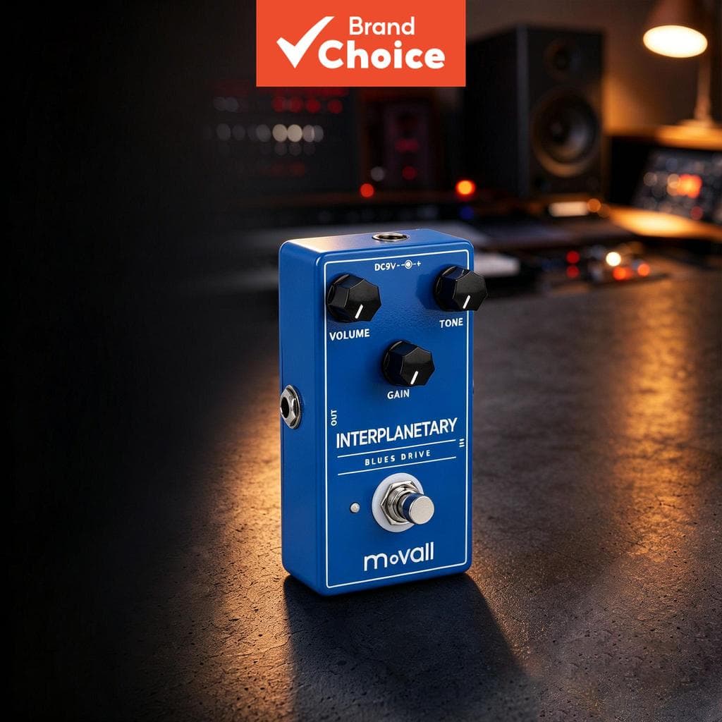 Pedal de Efeitos de Guitarra Movall Interplanetary Blues Drive Vintage Overdrive com Controle de Volume, Ganho e Tom.