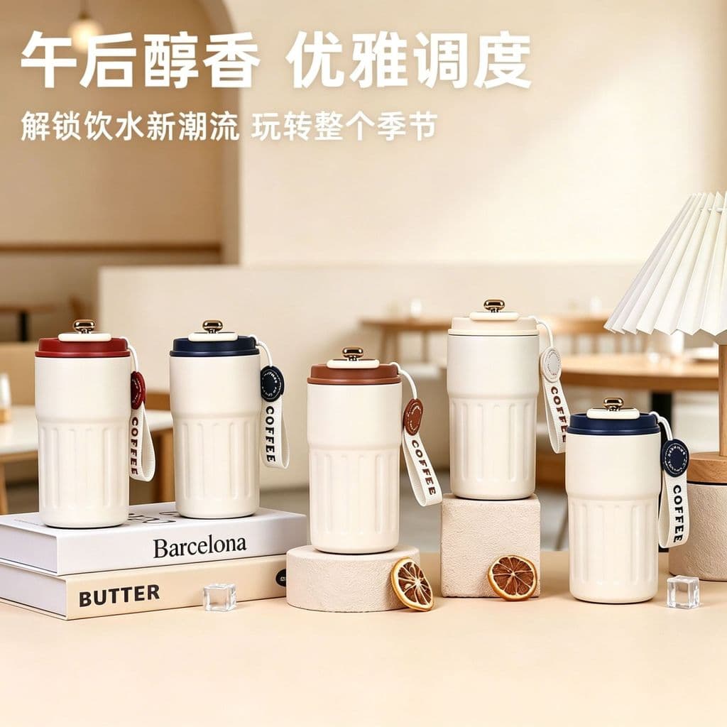 Copo de café minimalista em aço inoxidável 316, copo inteligente com isolamento térmico, copo de viagem de alto valor es