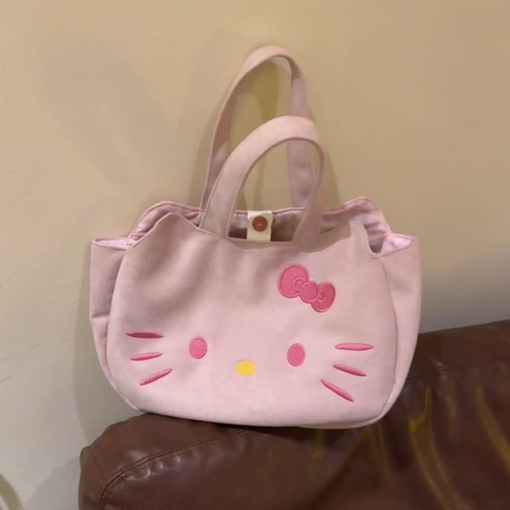 20262026Original cinza rosa camurça pequena gatinho bolsa de lona xadrez branca260817