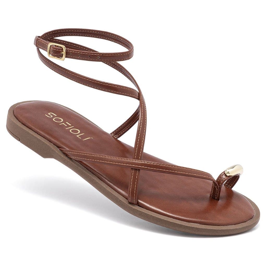 Sandália Feminina Rasteira Flat Delicada Detalhe Metalizado Conforto Macia Leve Original