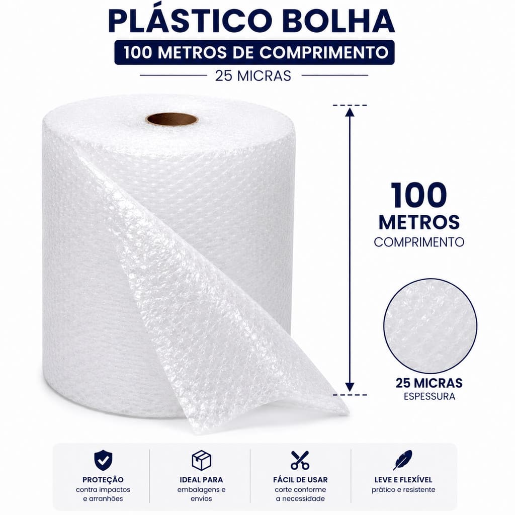Plástico bolha 32cm X 100 m com 25 micras  EXCELENTE QUALIDADE