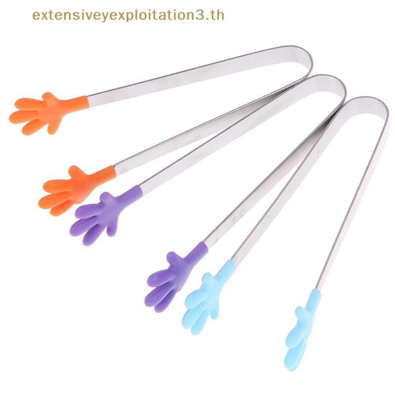 Casa EE Silicone Aço Inoxidável Cozinhar Cozinha Pinça De Gelo Comida Churrasco Salada Clipe De Mão