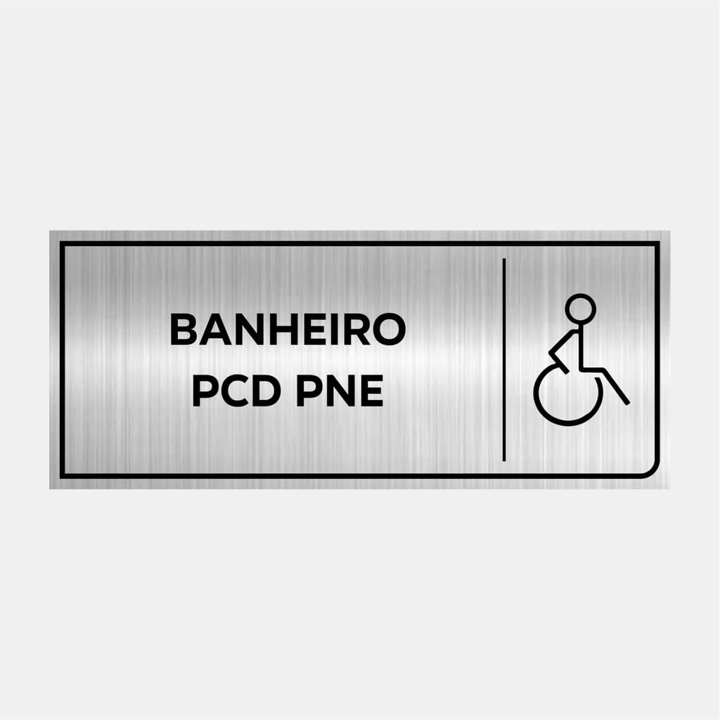 Placa Identificação Porta Banheiro Pcd Pne 24x10cm
