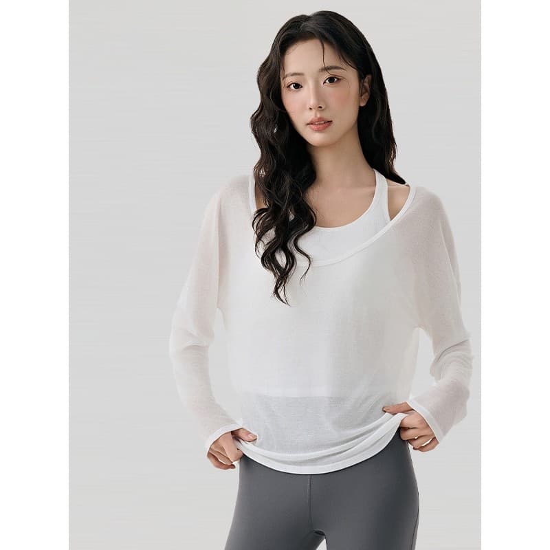 Senhoras Yoga Wear terno High-End sentimento bela volta respirável blusa de manga comprida fora do-