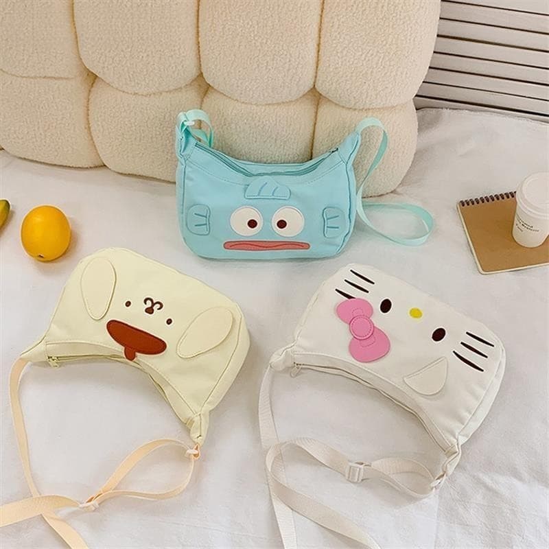 Linda Bolsa de Ombro de Grande Capacidade Sanrio Hello Kitty Pompompurin Hangyodon, Bolsa de Moda Feminina para Usar Deb