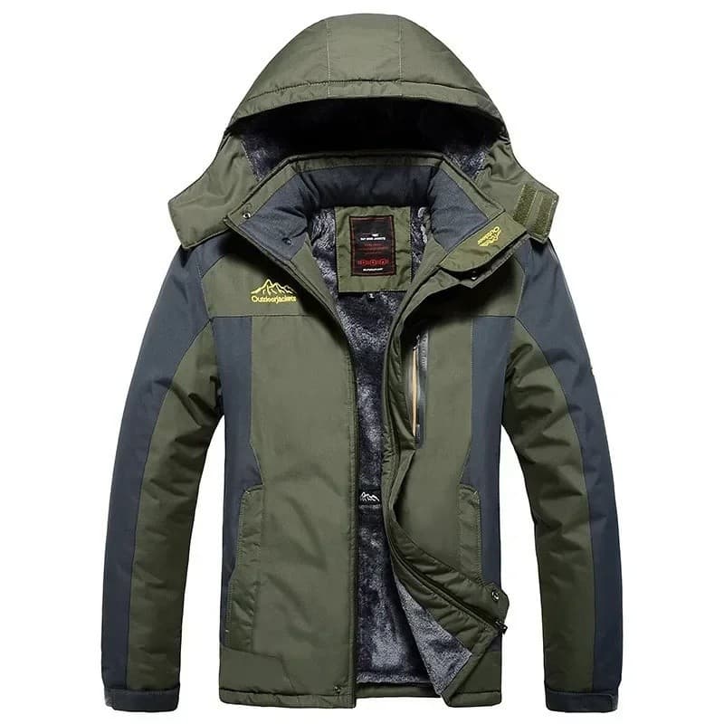 Casaco Parka Masculino Grosso Quente À Prova D'água Com Capuz Corta-Vento Jaqueta De Lã Militar