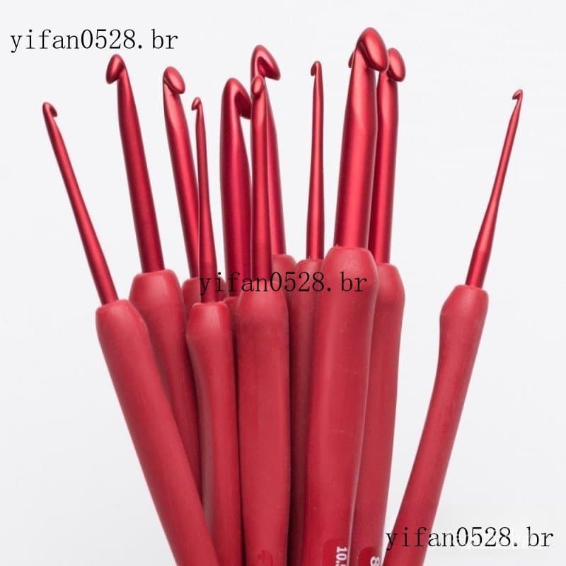 Conjunto de 9 peças de agulhas de crochê Etimo Tulip.   Acessórios Vermelhos Tricotados à Mão Vermelhos