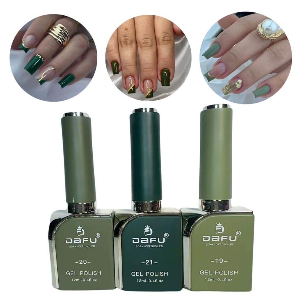 Kit Esmaltes Em Gel Tons De Verde Cores Vibrantes Dafu
