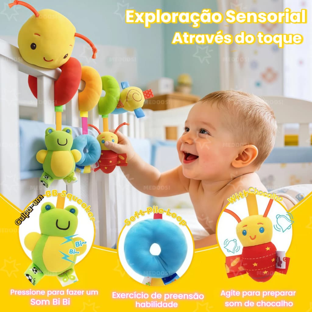 Bebê Recém Nascido Mobile Centopeia Espiral /ARCO-IRIS Coruja Carrinho Brinquedo Conforto de Berço Com Chocalho,
