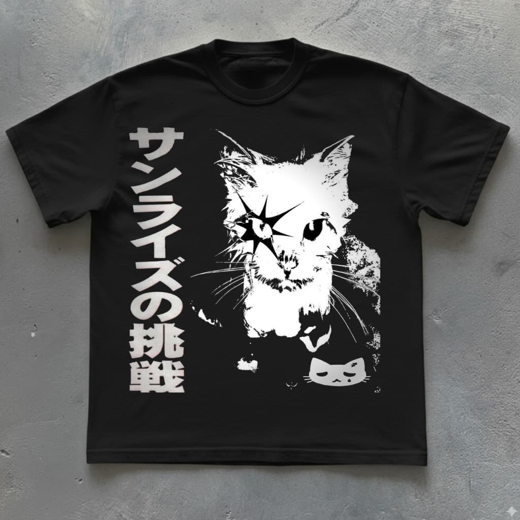 Blusa Camiseta Gato Japones Pirata  Regular 100%Algodão