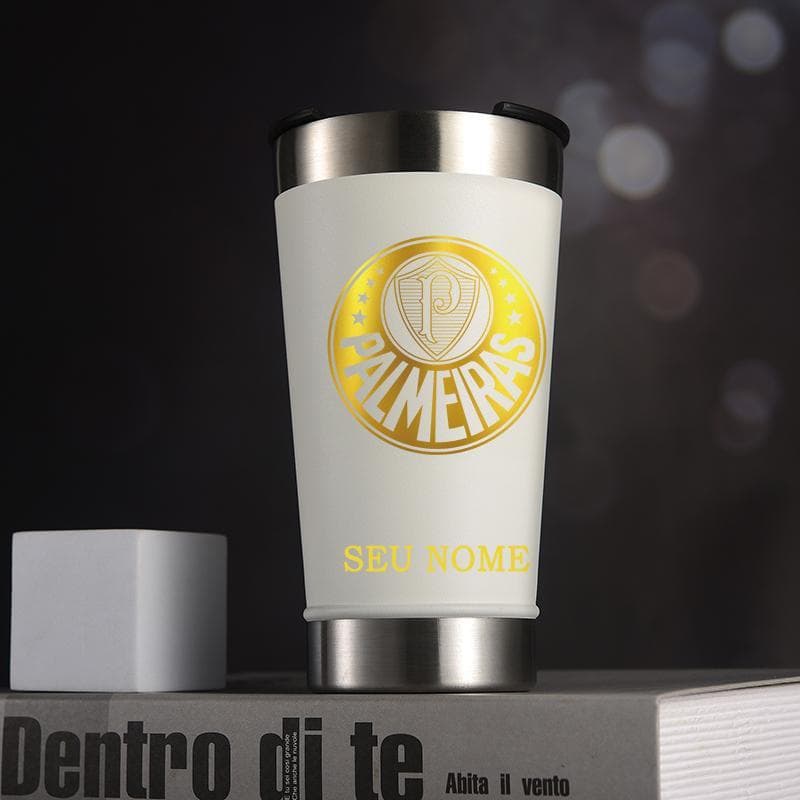 Copo termico personalizado futebol emblema 473ml copo inox com abridor de garrafa e tampa alta qualidade