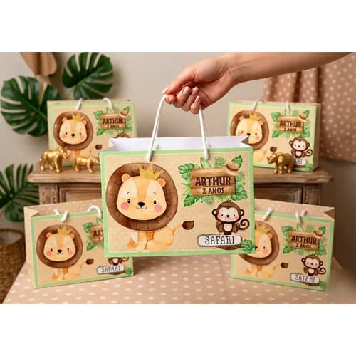 Sacolinhas Personalizada tema SAFARI MENINO | Personalizados | Lembrancinhas de Festas Pegue e monte