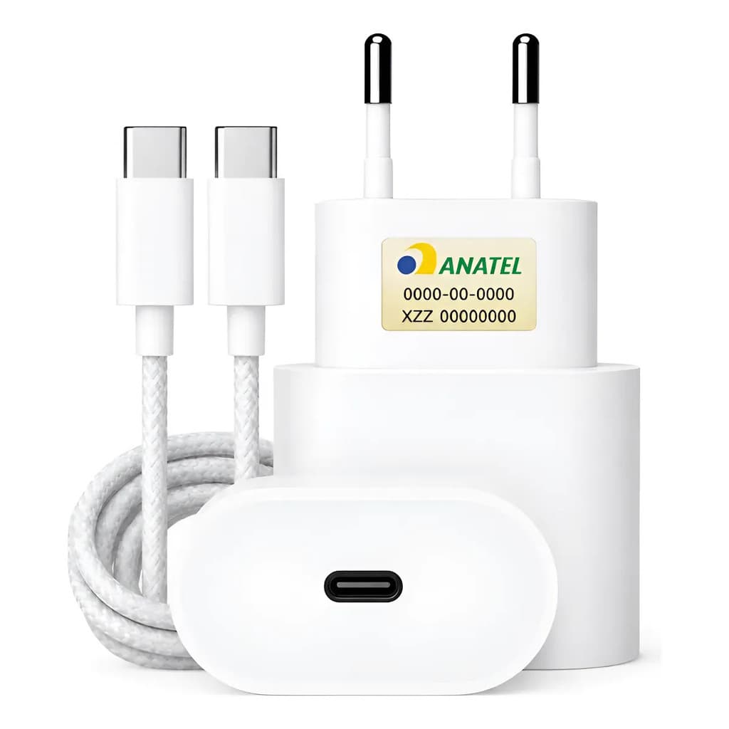 Carregador Tipo C 35w Usb-c Compatível iPhone Samsung Xiaomi Branco