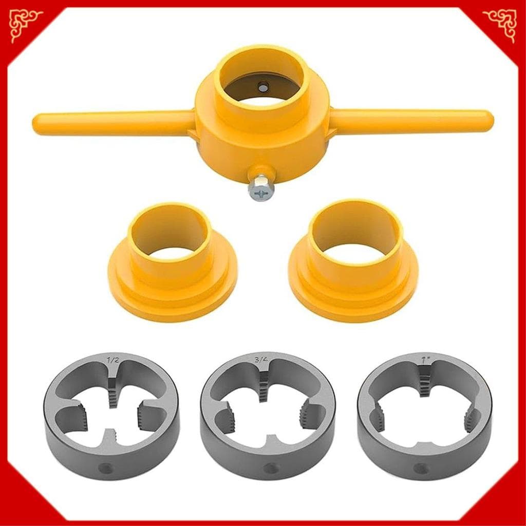 6 Pçs PVC Thread Maker Ferramenta Tubo Threader Kit De Ferramentas Encanamento Redondo Morrer Conjunto Com 3 Dados 1/2 P