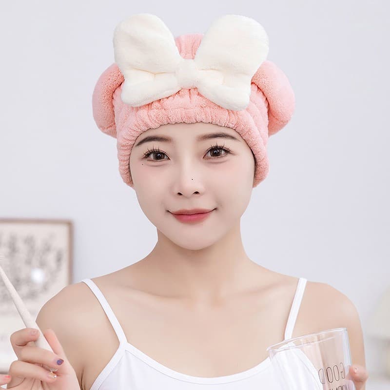 Touca absorvente para secar o cabelo, touca de secagem rápida, laço, nova toalha fofa para secar o cabelo, touca para se