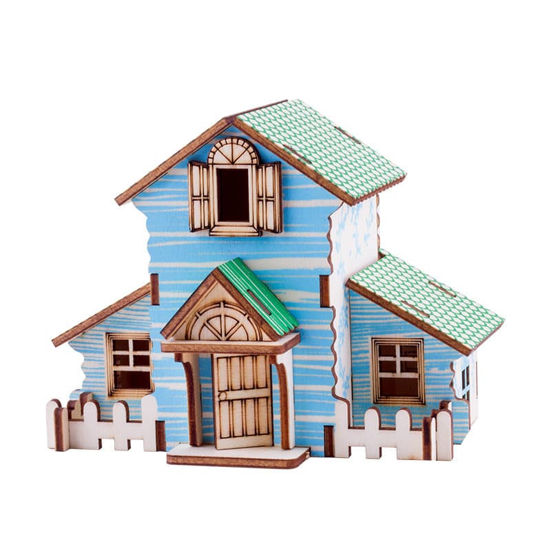 Floresta cabana de madeira montada pequena casa modelo artesanal DIY brinquedos educativos estilo literário Mini casa