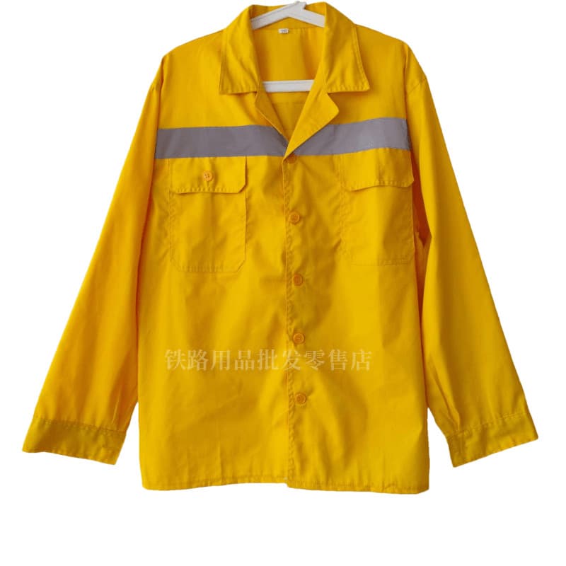 Camisa ferroviária de manga comprida primavera outono amarelo reflexivo Workwear jaqueta superior roupas de proteção de