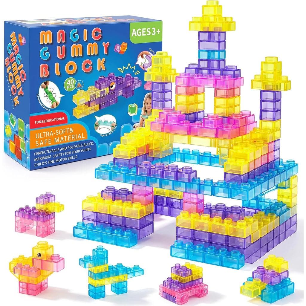 Blocos Macios, 40 Peças de Brinquedo Sensorial de Borracha para Crianças |   Textura macia de gelatina com diversão de a