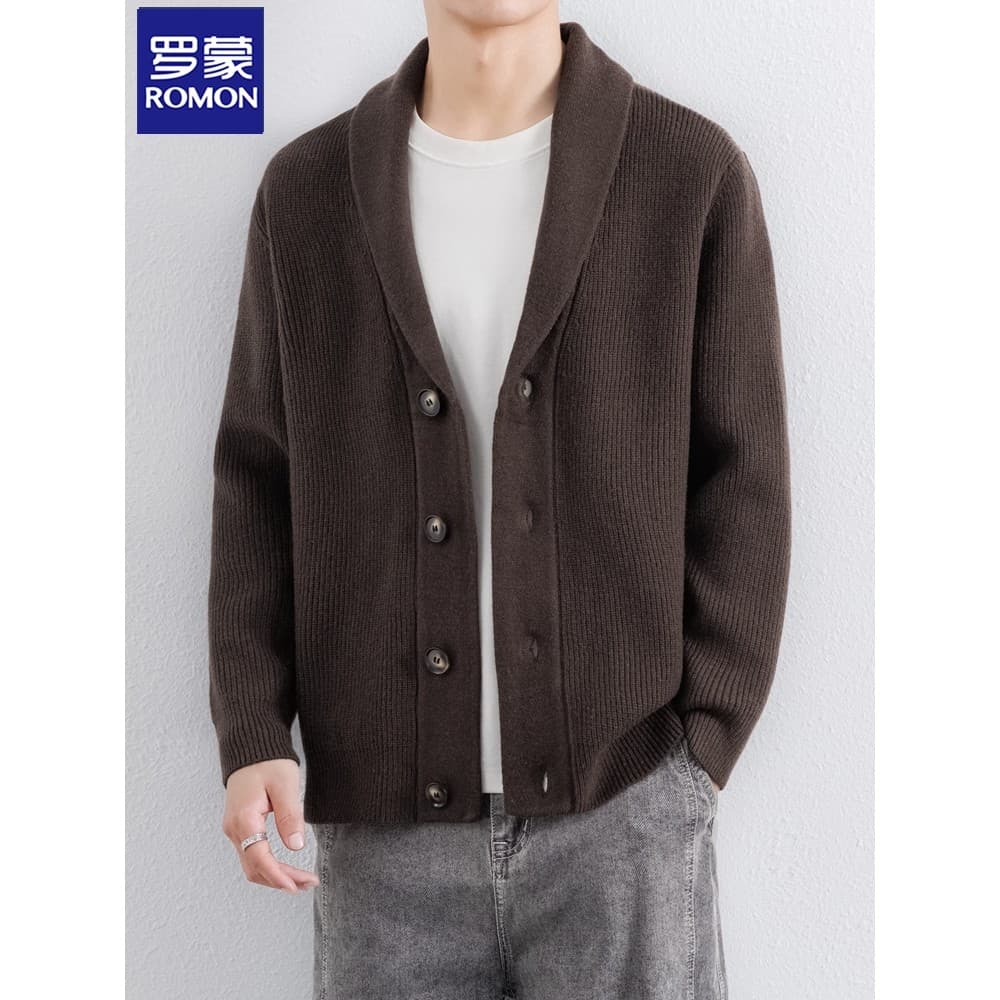 Lomon pesado engrossado lã malha Cardigan jaqueta masculina botão novo estilo outono inverno velho dinheiro estilo camis