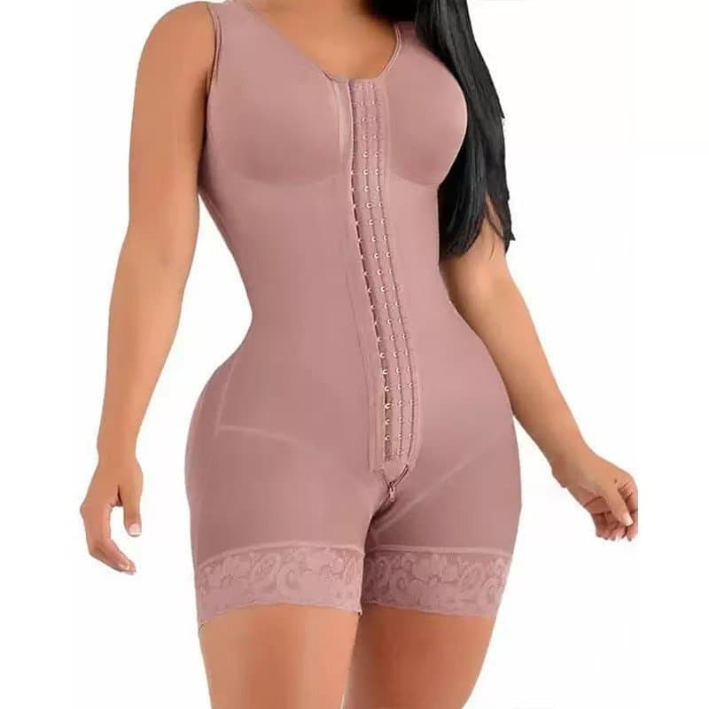 Novo Modelador Corporal Completo com Zíper de Alta Compressão para Suporte Pós-Operatório de Abdominoplastia Feminina