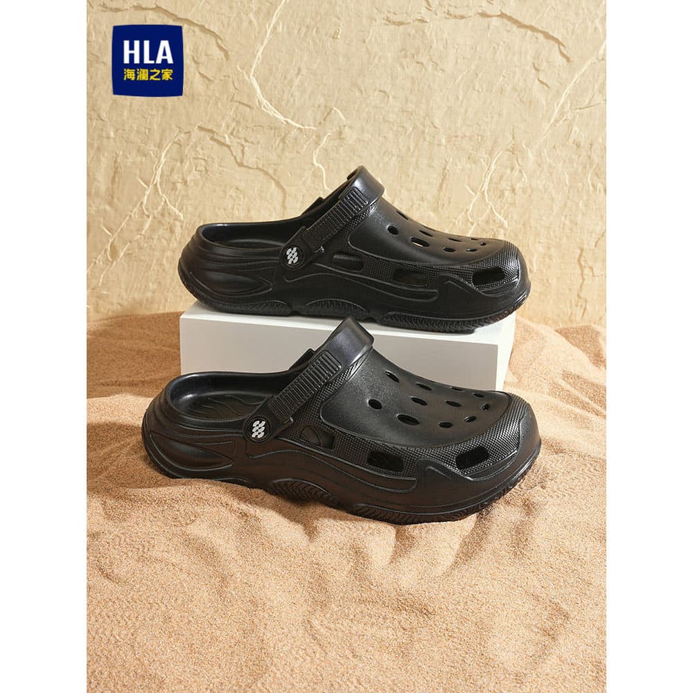 HLA/Hailan House sapatos masculinos 2026 novo estilo verão buraco sapatos masculinos de sola grossa antiderrapante leve