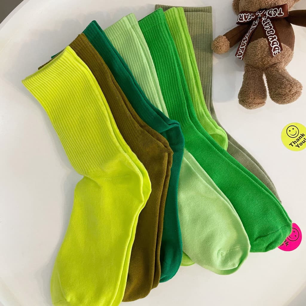 Quem sabe!Esses Verdes!Bom Adequado para a Primavera!Meias verdes fluorescentes femininas frutas verde escuro verde doce