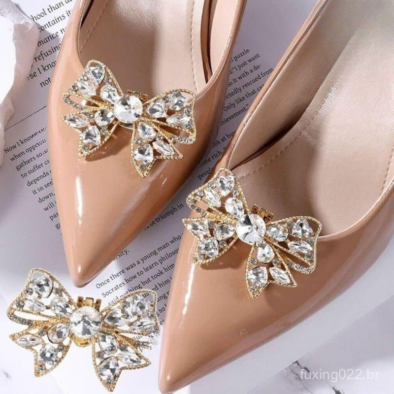 GUOJH Beleza Clipes De Sapatos , Fivelas Rhinestone Bowknot , Jóias De Salto Alto Removíveis Decorações De Noiva